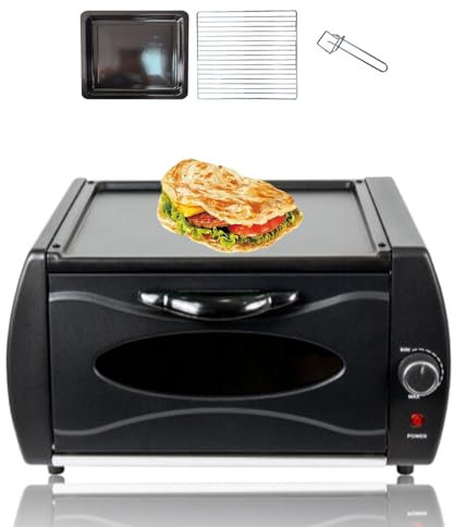 12L Mini Pizza Oven, 2-in-1 Electric Tandoor Oven with Disk clamp,Chapati Roti Lahmacun Manakish Naan Bread Maker for Takeaway Kitchen Appliance and Temperature Control/Visual Glass/Hot Top Plate doo