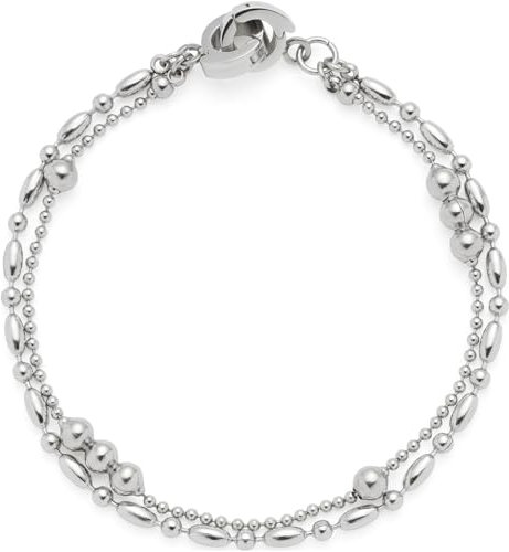 JEWELS BY LEONARDO Armband Clip & Mix Ilvi, Arm-Schmuck aus silberfarbenem Edelstahl, unterschiedlich geformte Edelstahlperlen, 18,5 cm Länge, Schmuck Damen, 024447