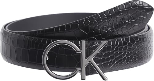 Calvin Klein CK LOGO BELT 3.0_CROCO, Nun, Schwarz, 85 cm