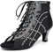 JUODVMP Stivali da Ballo Nero Traspiranti da Donna A Collo Alto Scarpe da Ballo per Danze Standard e Sociali con Strass Tacco 6cm,40 EU