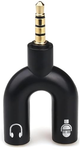 TECHZOCO Adaptador de Divisor de Audio, Divisor De Auriculares, Adaptador de Audio TRRS, Divisor Auricular y micrófono, Adaptador Diseño en Y, Apto para Móviles, Ordenadores, MP3, Tablet, Negro