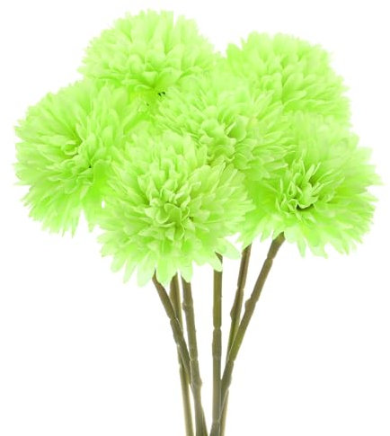 M METERXITY 6-Pack Flores de Bola de Crisantemo Artificial, 11 Ramo de Hortensias de Seda Falsa Toque Real Flores Falsas para Hogar/Boda/Navidad/Fiesta/Jardín Oficina [Verde Claro]