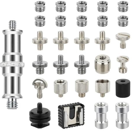 CAMVATE 30PCS Camera Screw Mount Set 1/4 to 1/4,1/4 to 3/8,1/4 to 5/8,1/4 & 3/8 Camera Mount Adapter for Tripod/Monopod/Microphone/Flash Light/Quick Release Plate Converter Screws Adapter