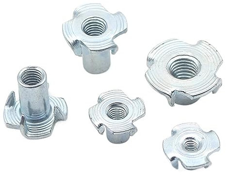T-Nut,10pcs Thickened Hanger Bolt M4 M5 M6 M8 M10M12 Blind Pronged Insert For Wood Furniture Height 8-17mm(M5x12mm)(M6x14mm)