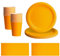 52pcs Yellow Disposable Tableware Set - 20 Paper Napkins 16 Cups 16pcs 7inch Paper Plates | Biodegradable Solid Color Yellow Dinnerware for Birthdays, Weddings, Kids Adult Christmas Party