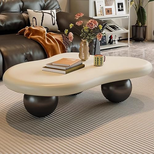 Rivorne Couchtisch Cloud, Unregelmäßiger Couchtisch, Einfach und Stilvoll Für Wohnzimmer, Kleine Räume Zzu Hause, Einfach Zu Montieren(Black,120x89cm/47x35)