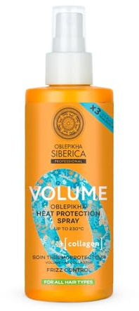 Natura Siberica Oblepikha O. Volume Heat Protection Spray 200 ml – Hitzeschutz‑Spray für Haarstyling, schützt vor Hitze bis 230 °C, Volumen & Pflege mit Oblepikha‑Beeren & natürlichen Extrakten