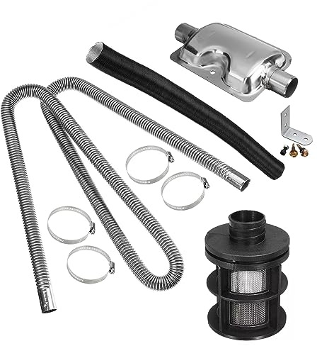 Inscrip Reparatursatz für Dieselheizungen, 180 cm Edelstahl Auspuffrohr für Diesel-Heizungen +Auspuffschalldämpfer +25 mm Luftansaugfilter, Zubehör für Auto Luft Diesel Heizungen (B)