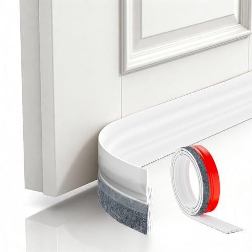 Diboniur Bas de Porte Isolant Renforcé avec Feutre, 100 cm, Blanc