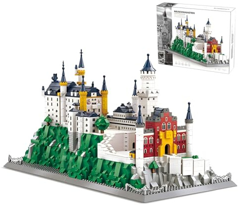 JUCYJULY Neuschwanstein Bausteinset – 1969 klemmbausteine – Präzises 3D-Model des Deutschen Märchenschlosses – Sammleritem für Erwachsene & 16+ Teens – Einzigartiges Geschenk für History-Liebhaber