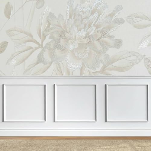 Moulures Autocollantes Décoration Murale, Kit de 2 Cadres 40x50cm Moulures Prédécoupées, Panneaux Lambris Adhésifs, Encadrement Miroir Porte d'Armoire Décoration Maison