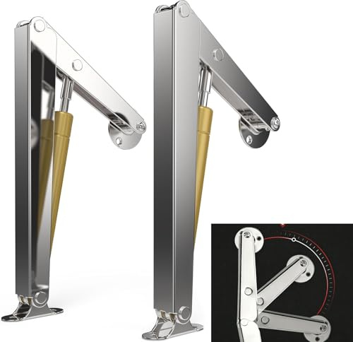 2 Pack 150N/33LBS Gas Struts, Soft Close Hydraulic Spring Hinges, Slow Down Support for Curved Round Flat Lids, Fit Toy Box, Toolbox, Cabinet, Loft Hatch & Floor Door