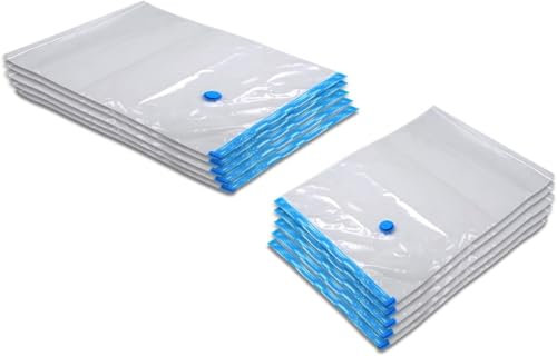 Kronenburg Vakuumbeutel für Kleidung 74x130cm + 50x86cm, 10er Set - Vakuum Kleiderbeutel wiederverwendbar-Aufbewahrungsbeutel für Kleidung Bettwäsche Winterkleidung und mehr - weitere Sets wählbar
