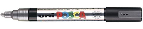 POSCA Pigmentmarker PC5M, Silber, 2.5 mm Kugelspitze, Markierstift, 4902778916278