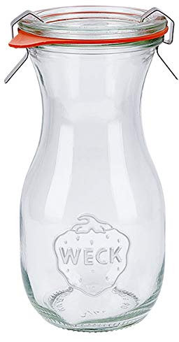 6x WECK-Saftflasche 290ml mit Gummiring und 2 Klammern
