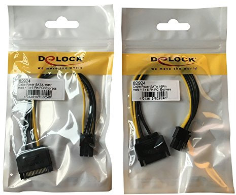 DeLOCK SATA 15pin -> 6pin PCI Express 0.21m (2er Pack)