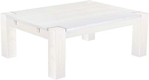 B.R.A.S.I.L.-Möbel Brasilmöbel Couchtisch Rio Kanto 120x90 cm Pinie Weiß Wohnzimmertisch Holz Tisch Pinie Massivholz Stubentisch Beistelltisch Echtholz Größe und Farbe wählbar