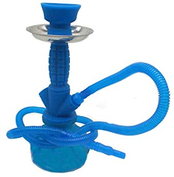Shisha cachimba narguilé inoxidable y lavable para usar en cualquier lugar. nicotine free, libre de nicotina, Buen tiro, bonita y práctica 27 cm (Azul)
