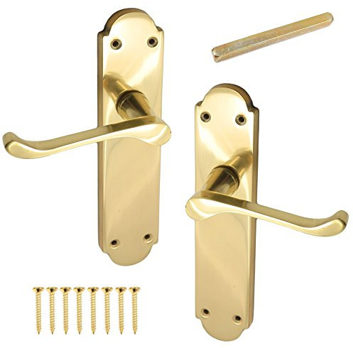 Set of 200mm Polished Brass Victorian Regency Latch Handles
