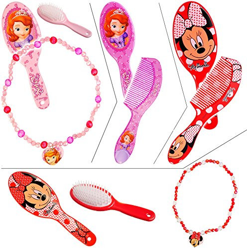 alles-meine.de GmbH 2 TLG. Set Haarbürste + Halskette/Kamm - Minnie Maus oder Sofia - Name - für Mädchen/Kinder - Kinderkette - Haarkamm - Schmuck Haarschmuck Halskette..