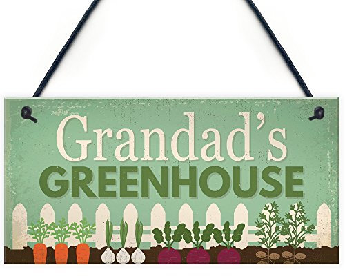 RED OCEAN Grandad's Greenhouse Hanging Plaque Garden Shed SummerHouse Sign Dad
