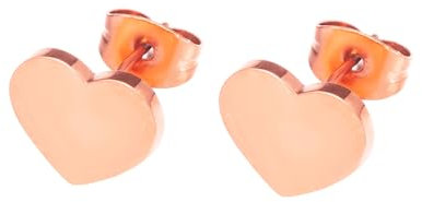 inSCINTILLE Orecchini Lucidi Donna a Lobo con Stella o Cuore in Acciaio Inossidabile (Cuori Oro Rosa)