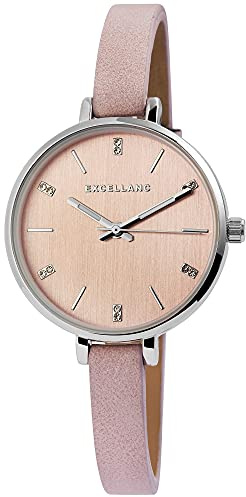 Excellanc Damen-Uhr Kunstleder Armband Dornschließe Strass Analog Quarz 1900155 (lila)