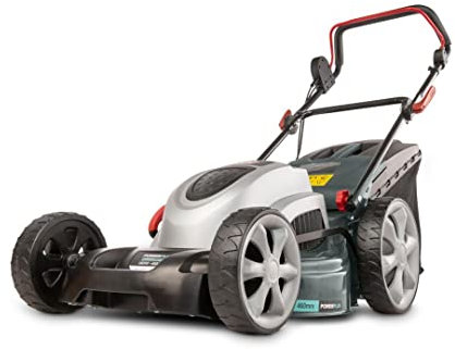 Power Plus Elektrischer Rasenmäher POWPG10240-1800 W, 460 mm Ø Rasenmäher, Gartengerät, mit Grasaufnahme, Mulchen und Heckauswurf