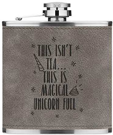 This Isn'T Thé Il S' Agit Licorne Carburant 6oz Cuir PU Hip Flasque Gris Luxe