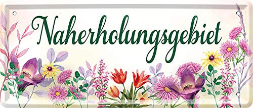schilderkreis24 - Blechschilder Schöner Spruch “Naherholungsgebiet“ Deko Schild Metallschild Geschenkidee Retro Geschenk Geburtstag Garten Balkon 28x12 cm