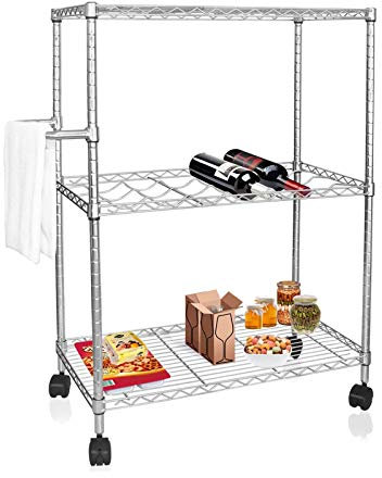Floordirekt Küchenwagen Vigo mit Lenkrollen und 3 Etagen - Servierwagen Rollwagen Allzweckwagen - 75 x 35 x 93 cm Rollregal für Küche, Bad und Büro