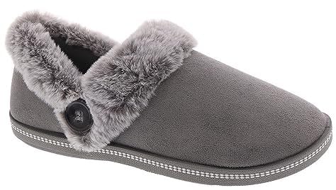 Skechers Damen Cozy Campfire Fresh Toast Hausschuh, Charcoal Microfiber/Faux Fur, 40 EU