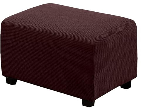 BXFUL Ottomane Schonbezug, Rechteckig Hocker Jacquard, Quadratisch hockerbezug, Hocker Husse für Fußhocker, Hocker Protector Waschbar Überzug hockerabdeckung (X-Large,Braun)