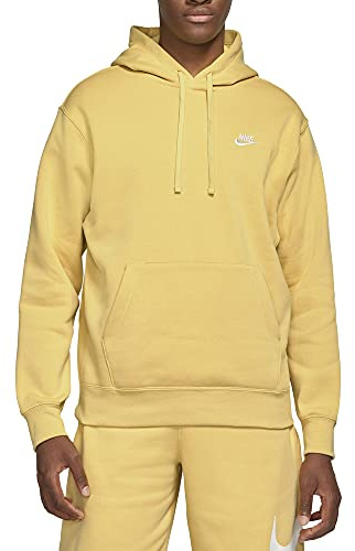 NIKE BV2654 M NSW Club Hoodie PO BB Sweatshirt Mens Saturn Gold/Saturn Gold/White XL
