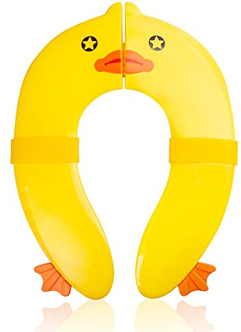 Pejoye Faltbarer Toilettensitz Kinder, Kinder Toilettensitz für Reise, Tragbar Reise WC Sitz Kleinkind Töpfchentrainer mit Aufbewahrungstüte (Gelbe Ente)
