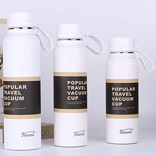 MLLM Vakuumisolierte Thermosflasche, Outdoor-Sportkocher, große Kapazität, Auto-Thermosbecher, weiß, 1,1 l, doppelwandig, vakuumisoliert, Flasche mit Becher