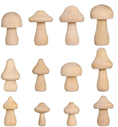 12 Stück Holzpilze Zum Bemalen Und Basteln - Diy Miniatur Ornamente Für Feengarten, Tortenfiguren, Kinderzimmer Dekoration Und Kreative Freizeitgestaltung