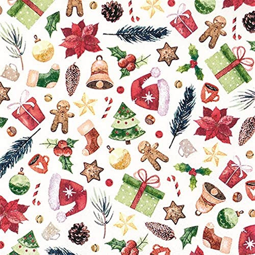 20 Servietten Sammlung für Weihnachten | Lebkuchen | Geschenke | Winter | Tischdeko | Decoupage | Serviettentechnik 33x33cm