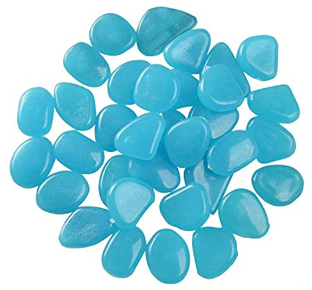 MacroHu 50 Stück Fluoreszierend Pebble Leuchtende Deko Gartensteine Leuchtende Steine Leuchtkiesel Steine Nachtleuchtende Steine Kieselsteine Leuchten im Dunkeln Garten Aquarium Steine - Dunkelblau