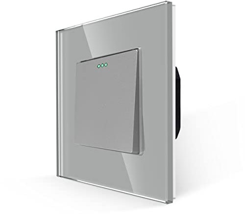 JIMEIDA Kipplichtschalter 1 Fach 1 Weg Glas Lichtschalter Grau Unterputz Taste Schalter Wandschalter Kristall Kippschalter 10 Amp,250 V