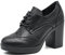 IF Fashion IF146 - Zapatos de mujer con cordones y bordado de tacón grueso de piel sintética, 354 4 Negro, 38 EU