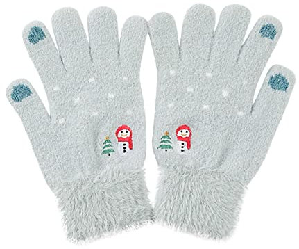 Fahrradhandschuhe Weihnachtsmann Handschuhe Frauen Casual Schneemann Bestickt Vollfinger Handschuhe Winter Warme Handschuhe