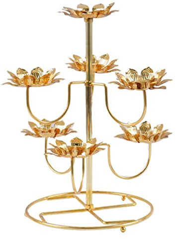 MILISTEN Lotus Candle Holde: Ghee Oil Lamp Holders Buddha Tealight Candle Tray Candle Stand Metal Candelabra Lotus Lamp Diwali Candle Tea Light Stand for Temples Home