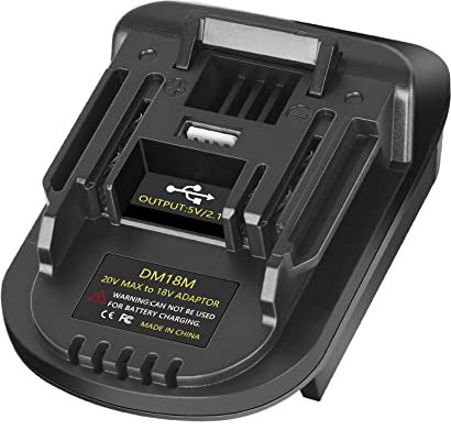 KUNLUN DM18M Battery Adapter for Makita 18V Tools, Convert Dewalt 20V & Milwaukee M18 Batteries to Makita 18V, BL1830/40/50, USB Charging Port