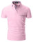 STTLZMC Mode Polo Homme Manche Courte Golf Poloshirt Casual Col Contrasté Tops Rose XXL