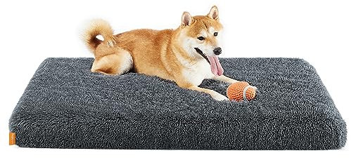 Feandrea Hundebett, orthopädisches Hundekissen, mit Noppenschaumstoff gepolstert, Bezug abnehmbar und waschbar, Größe XL, für mittlere und große Hunde, 110 x 73 x 10 cm, dunkelgrau PGW213G02