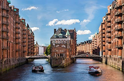 HAMBURG Fototapete VLIES-500x280 cm (5543A)-City Skyline New York Ziegel Steinwand Fotokunst Wandtapete-Inkl. Kleister-Vliestapete Bild Dekoration Wand-Dekor Moderne Motiv-Tapete Panorama Poster XXL
