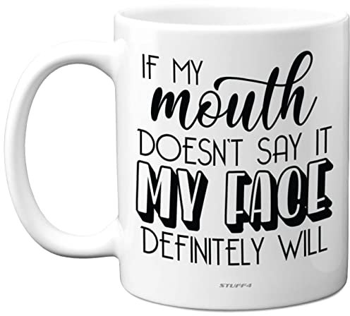 Gifts for Her - Face Says It All - Birthday Mug Present Gift for Wife Sister Auntie Best Friend, Womens Mug Gifts, 11oz Ceramic Dishwasher Safe Coffee Cup