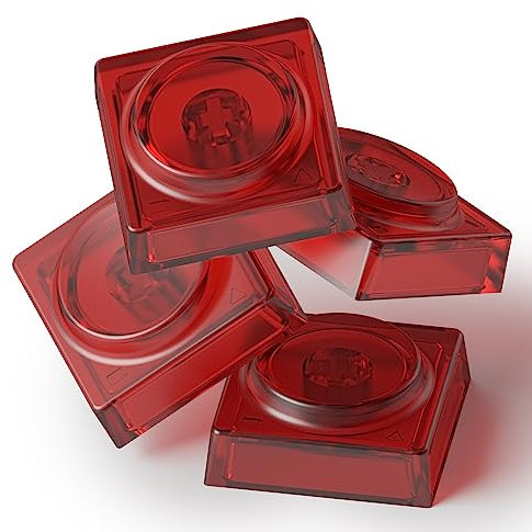 KEEBMONKEY DOYS Tastenkappen-Set DOY Mechanische Tastatur-Tastenkappen, kompatibel mit MX-Box-Switch (transparentes Rot – ein Kit, 32-teilig)