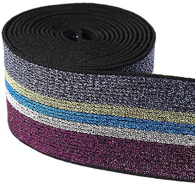 Michass Glitzer Gummiband Gummibänder Elastische Bänder Breite 25mm, 40mm für Schuhe Kleidungsstück Hosen DIY Nähen Kleidung Zubehör Handgemacht (40mm, Mehrfarbig)